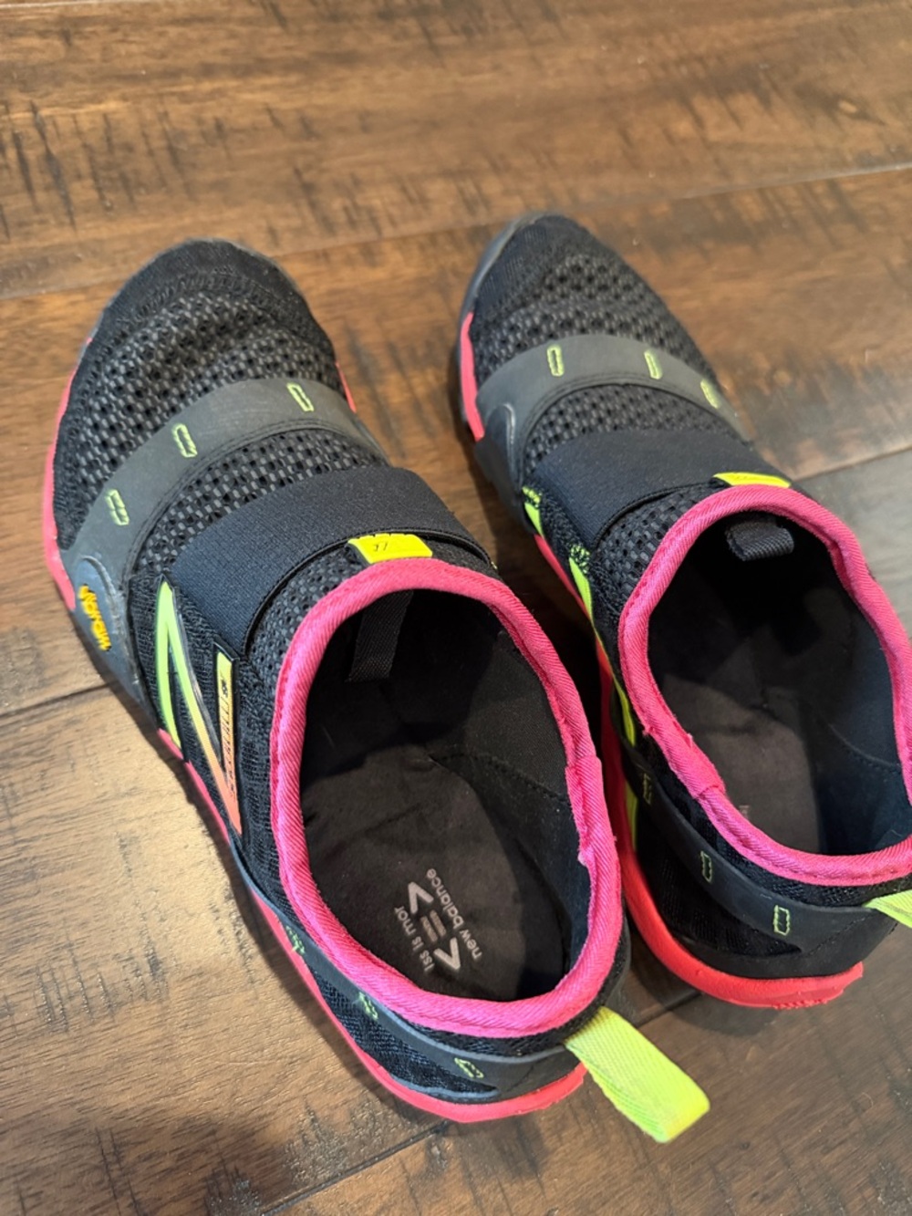 New Balance Black Mesh Slip-On Athletic Sneakers with Pink and Yellow Accents - Picture 2 of 4